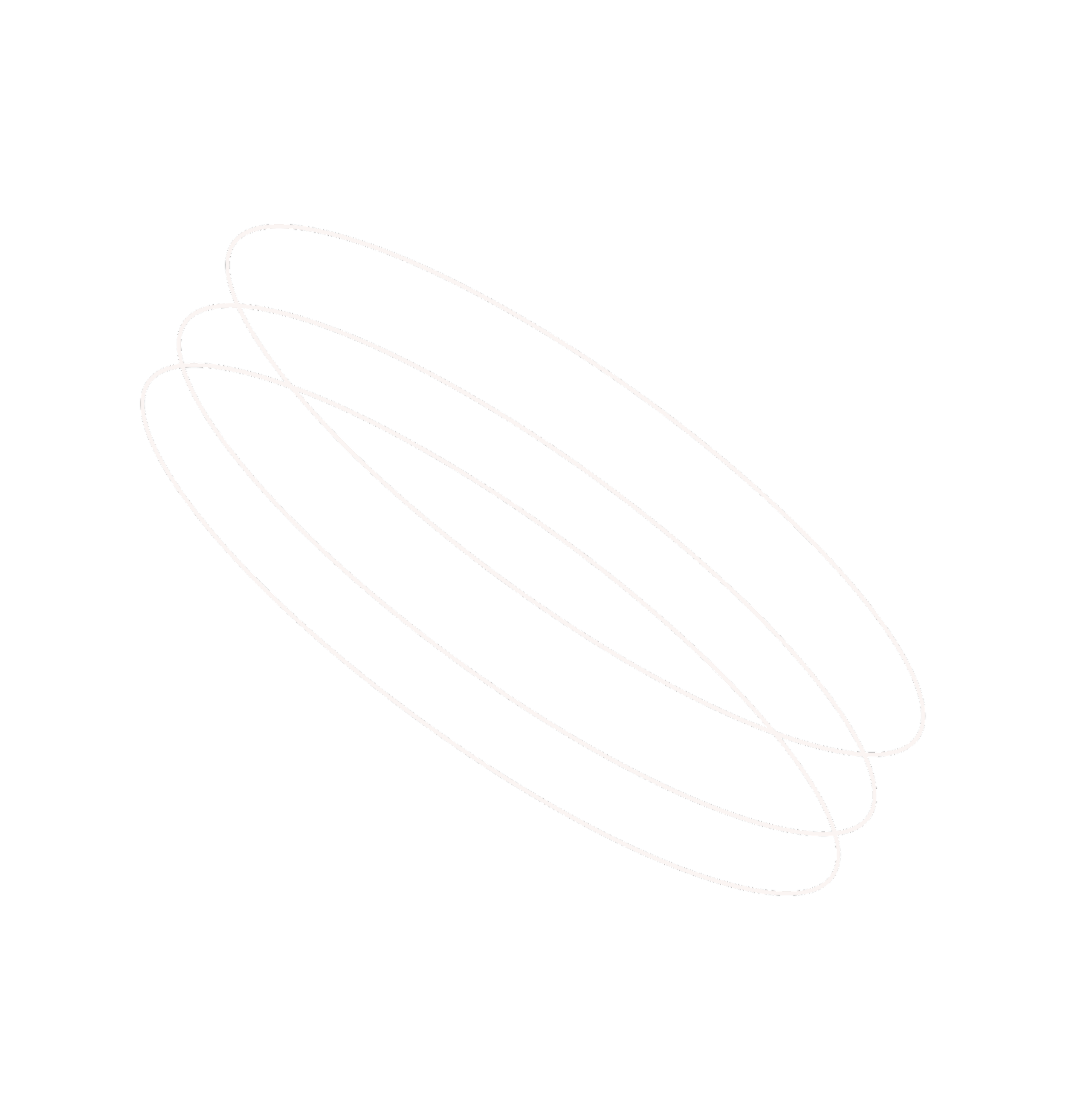 Minimalist white line art of an oval-shaped ear headphone on a black background.