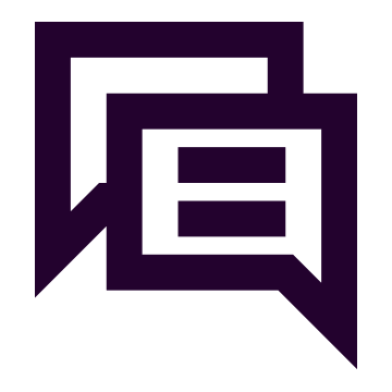 Black and purple comic-style speech bubbles