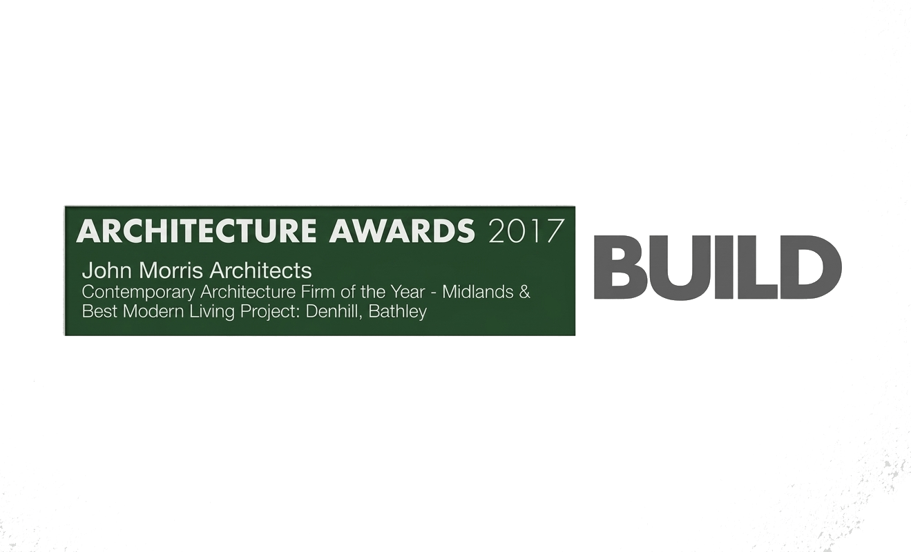 Image showing the announcement of the 2017 Architecture Awards by John Morris Architects, recognizing design achievements with the headline 'BUILD' in large gray letters.