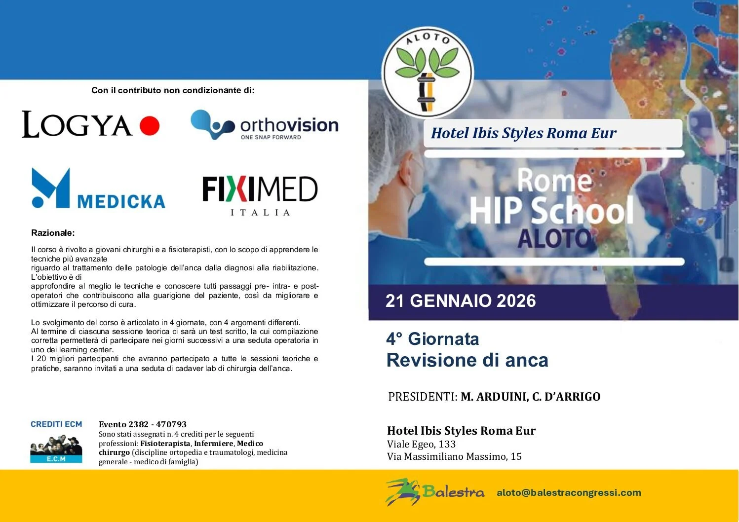 ROME HIP SCHOOL - 4° Giornata Revisione di anca
