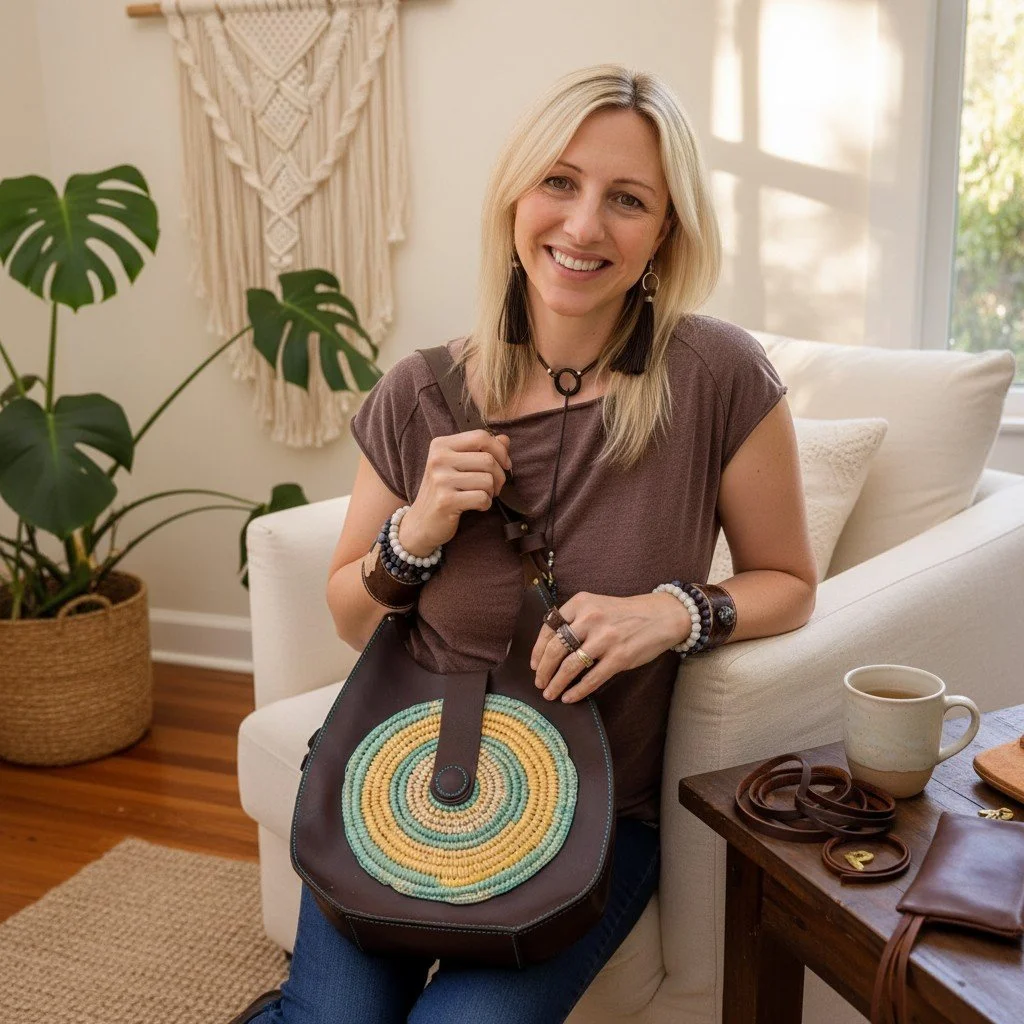 Aboriginal Art Leather Bag