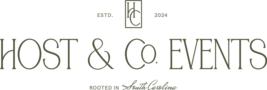 Logo for Host & Co. Events with the text 'ESTD. 2024' and 'Rooted in South Carolina'.