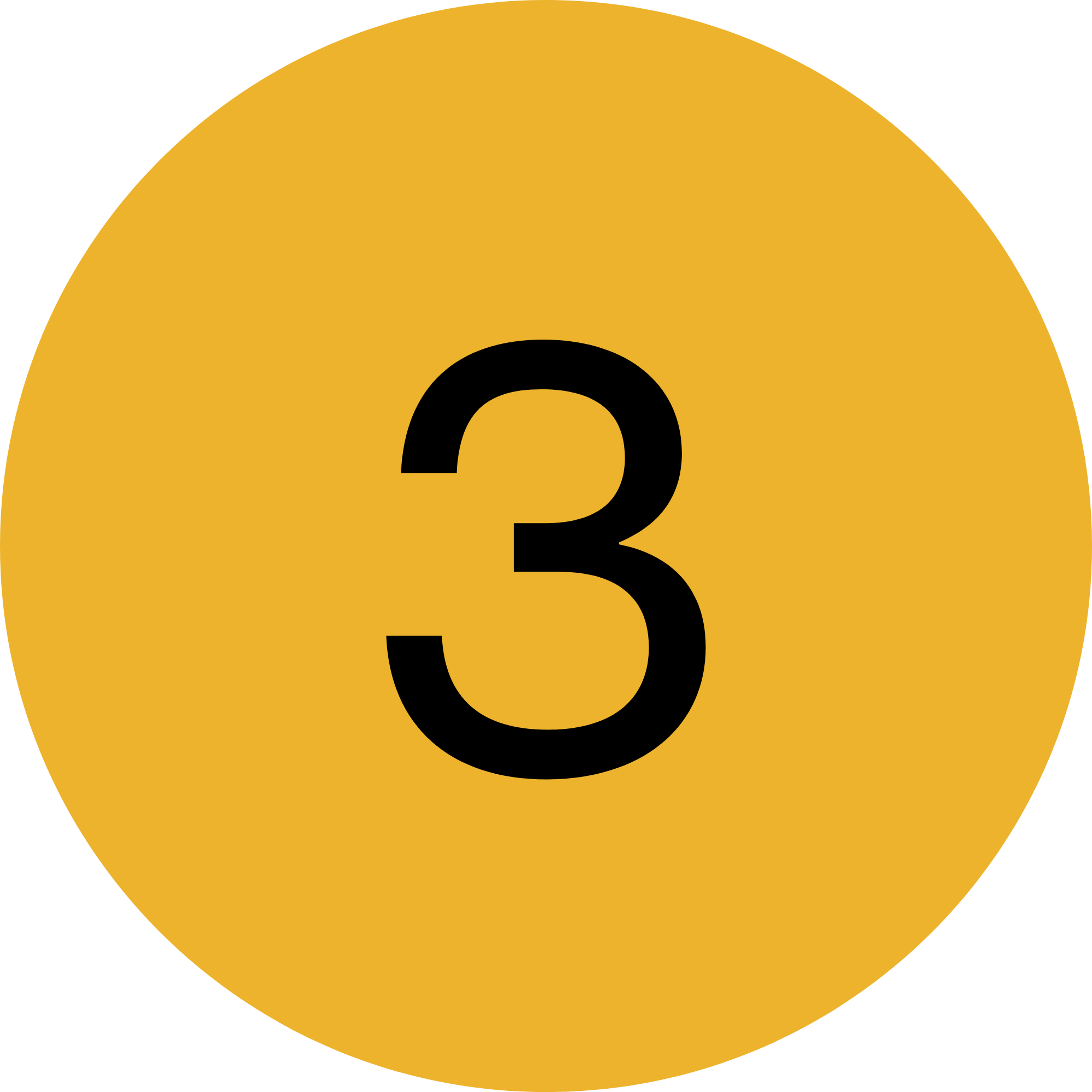 A yellow circular background with large black numbers '3' in the center.
