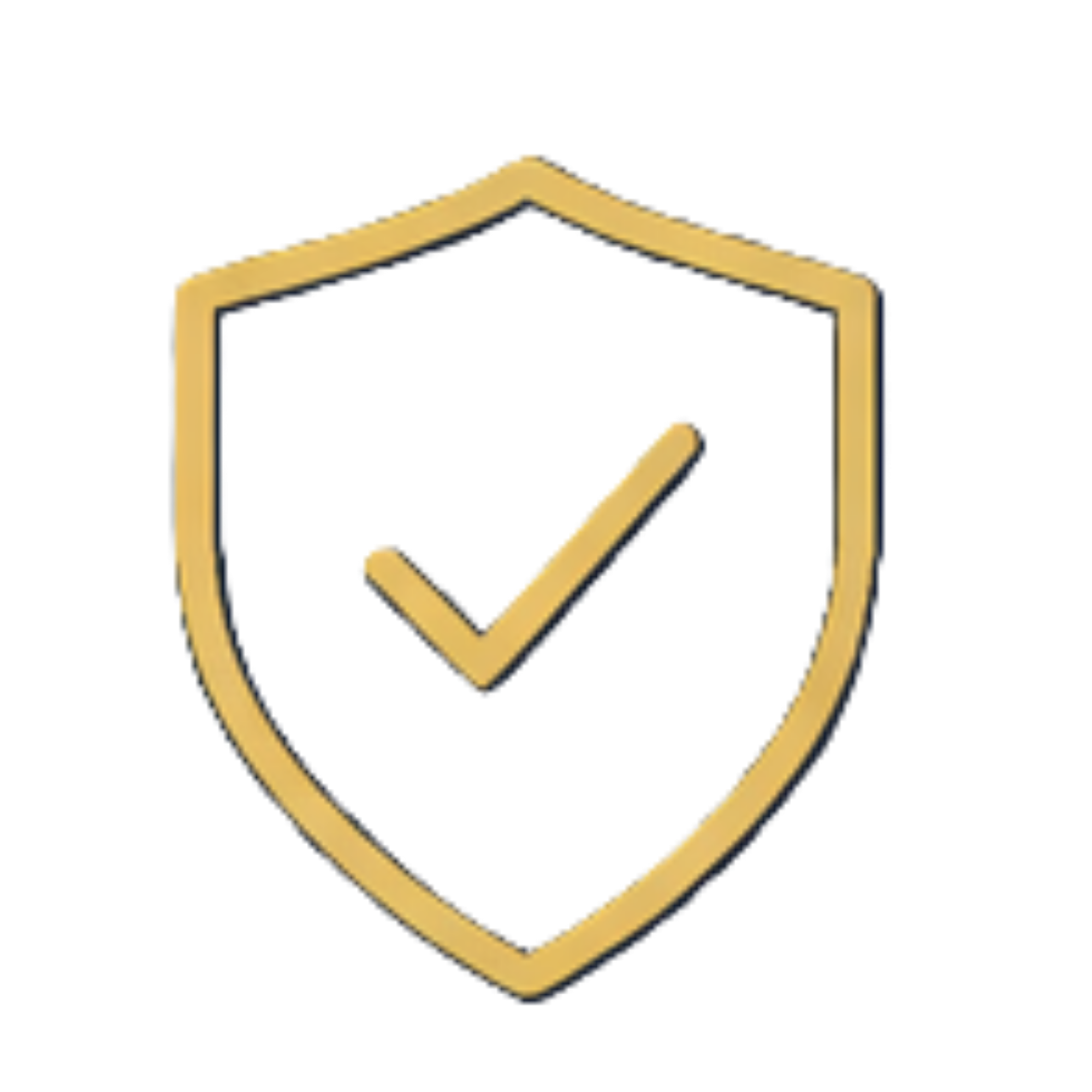 A neon-style 3D outlined house icon with a checkmark inside.