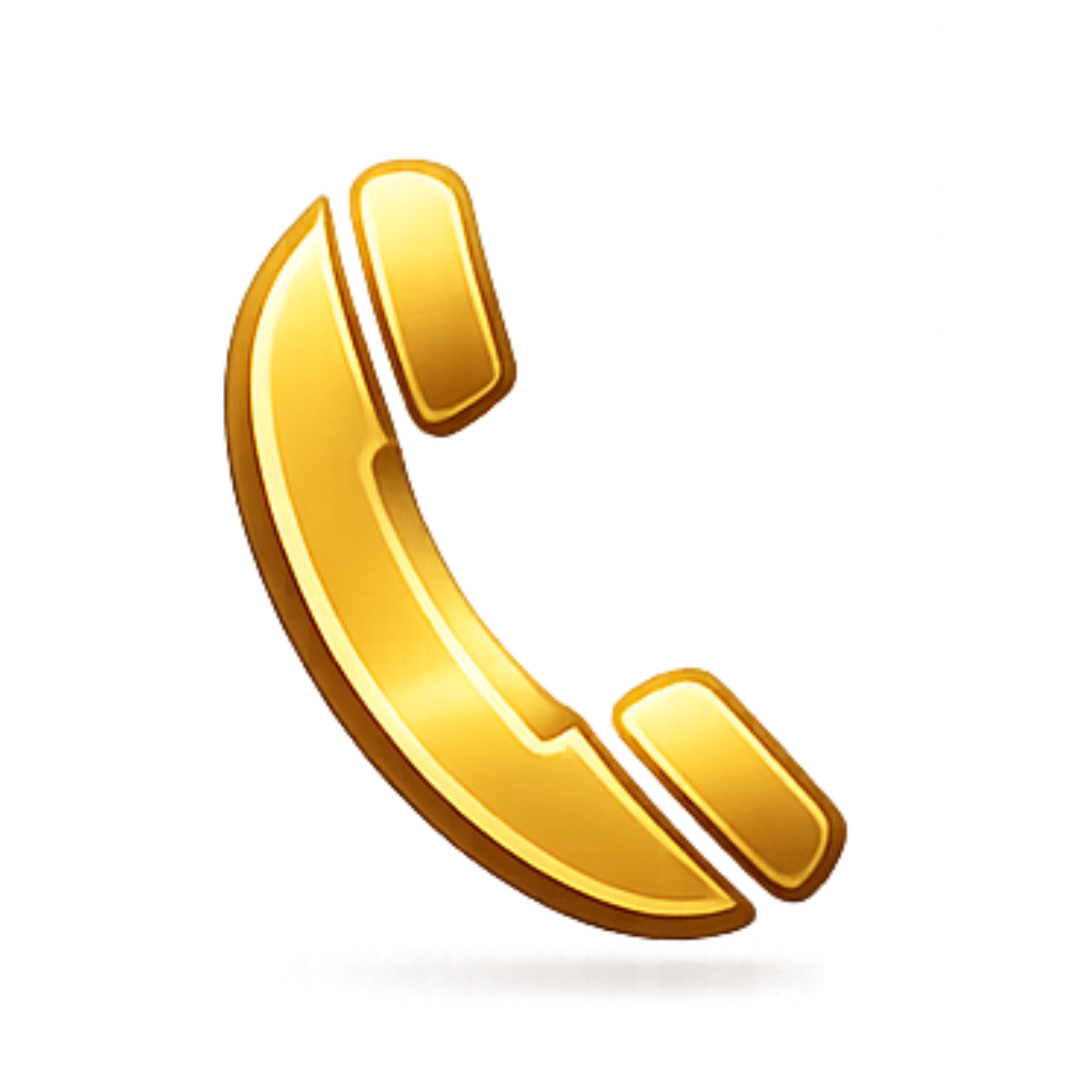 Golden yellow telephone receiver with a reflective surface in a minimalist style.