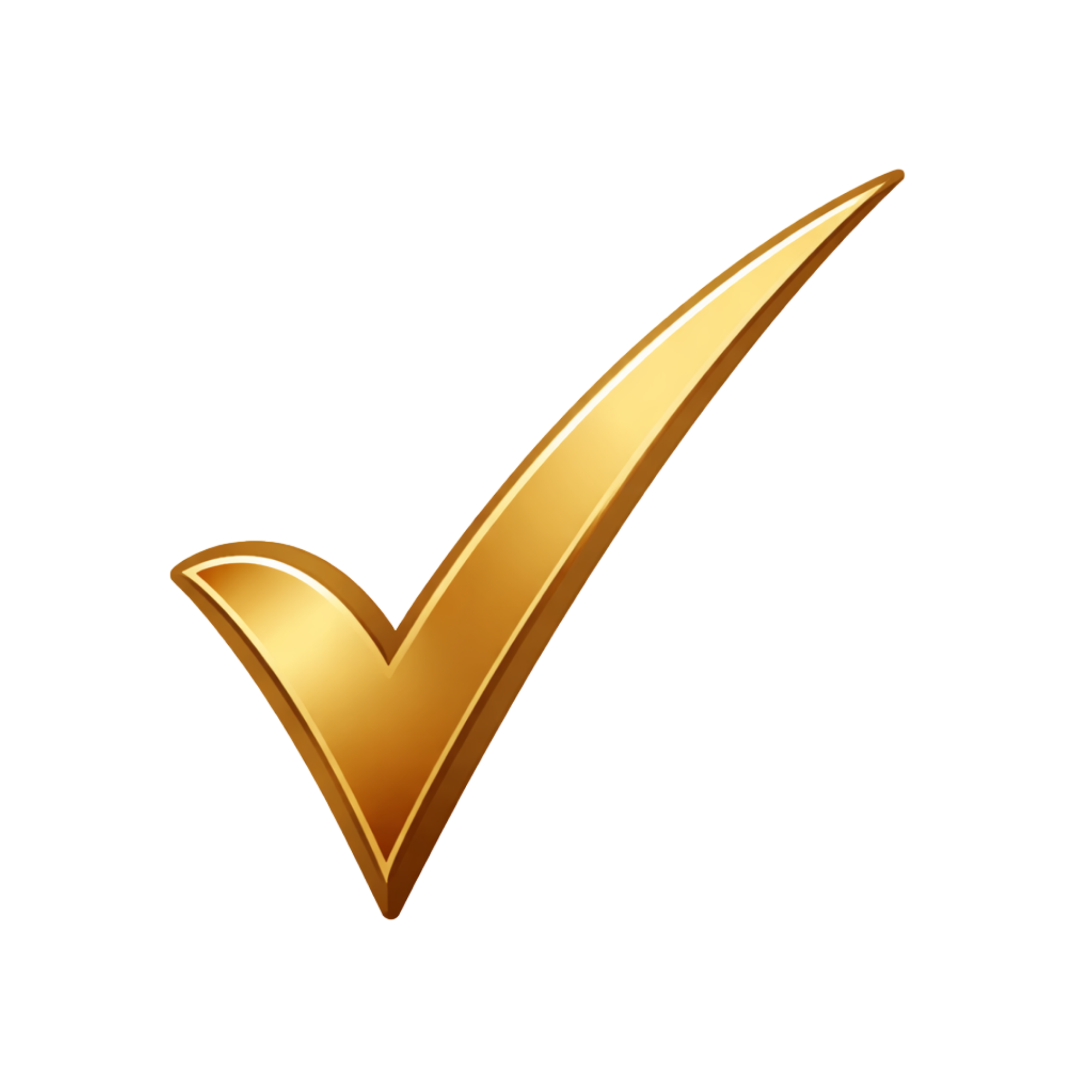 Close-up of a gold check mark symbol.