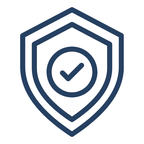 A shield icon with a checkmark inside it, symbolizing quality workmanship