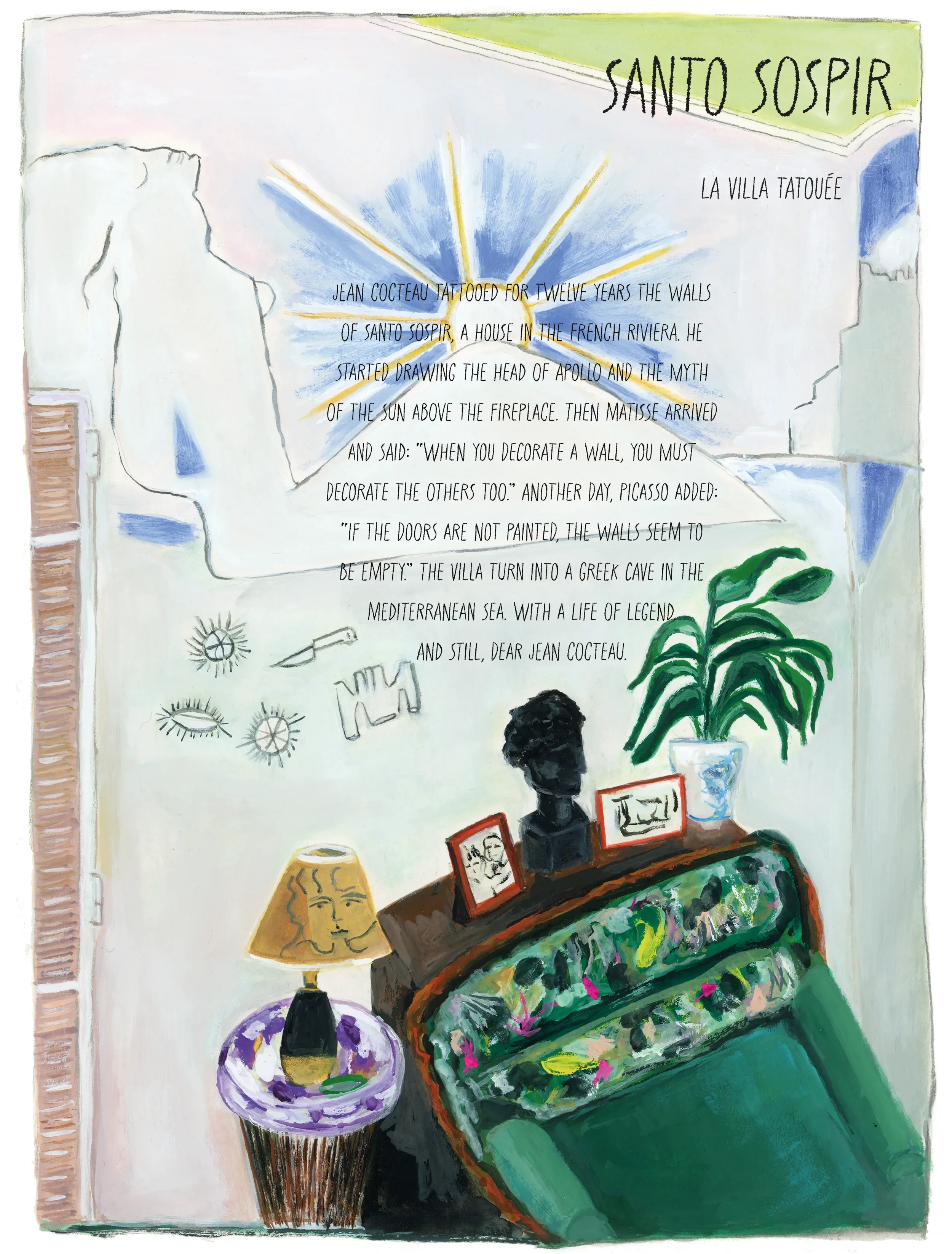 Genius loci (“spirit of the place”) is an ongoing series of narrative illustrations that describe a particular moment in a particular place, helping to define its unique atmosphere.
