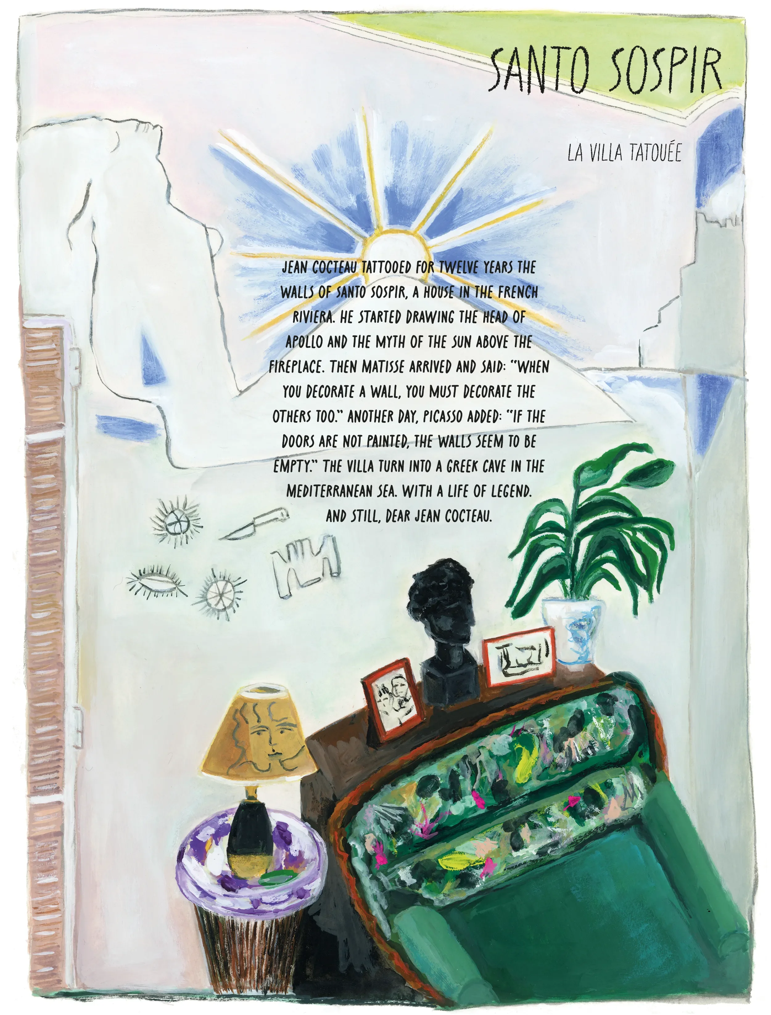 Genius loci (“spirit of the place”) is an ongoing series of narrative illustrations that describe a particular moment in a particular place, helping to define its unique atmosphere.