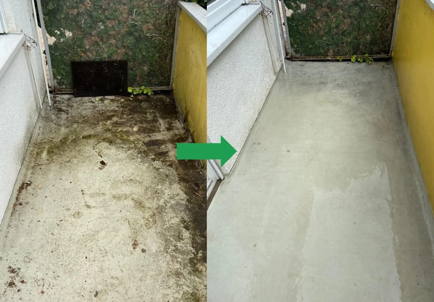 Hochdruckreinigung eines stark verschmutzten Balkons