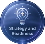 Lightbulb icon with the words 'Strategy and Readiness'