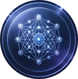 Digital illustration of a glowing blue interconnected network or molecular structure on a dark background.