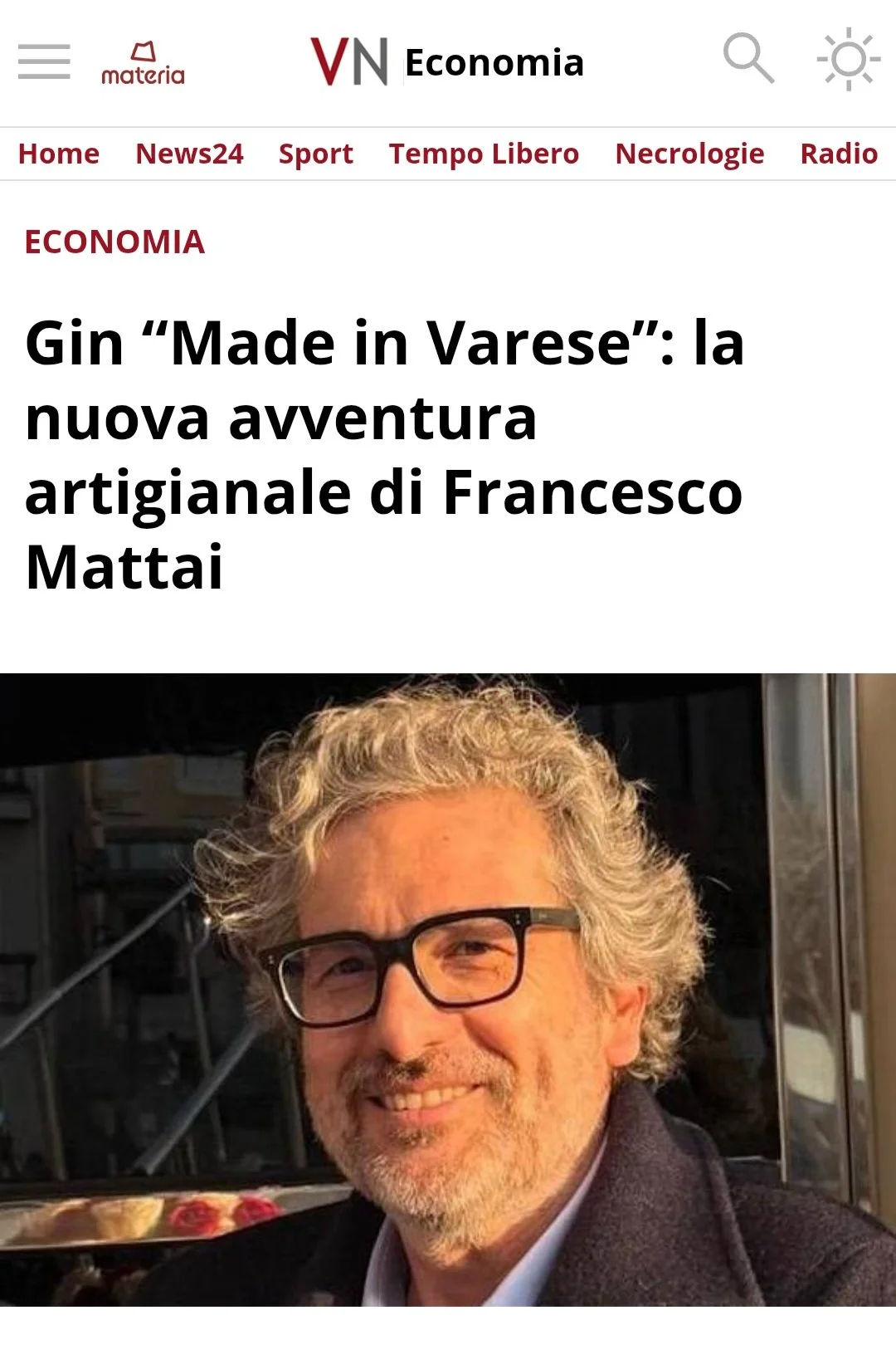 Articolo di VareseNews su Gin&More e Francesco Mattai del Moro