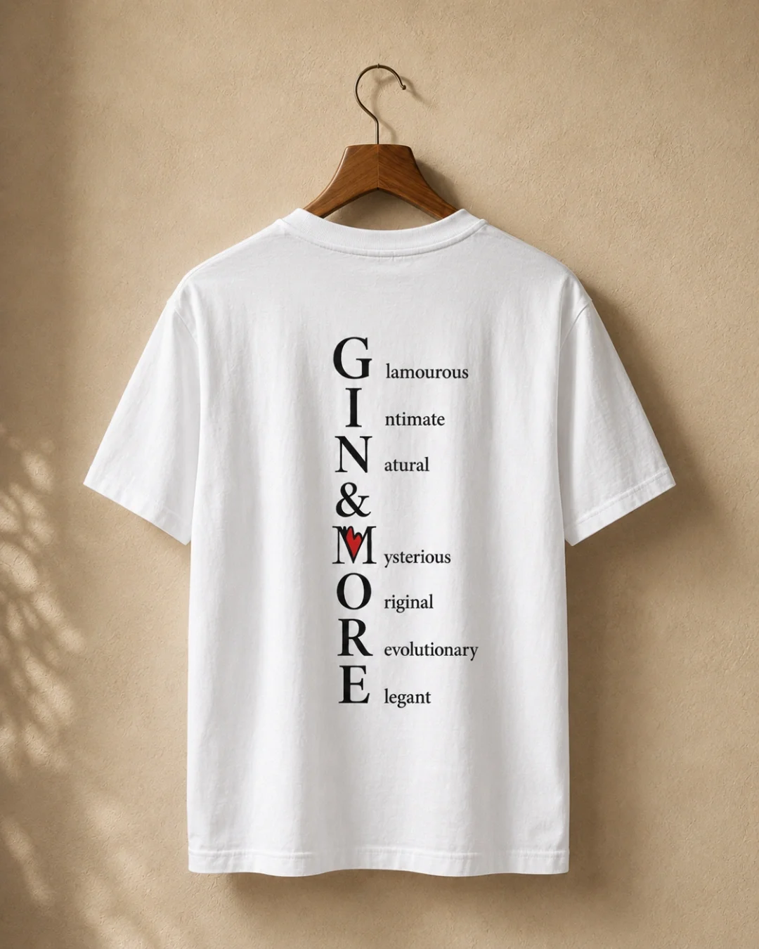 T-Shirt Gin&More Bianca Regular - Logo Verticale