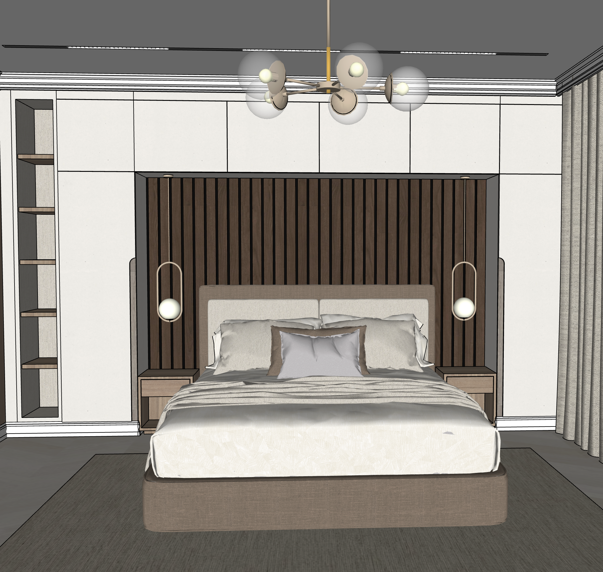 Master bedroom interior design project in Leeds featuring bespoke joinery, integrated lighting and luxury residential styling.