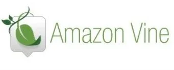 Amazon Vine logo with a green leaf inside a speech bubble and the text 'Amazon Vine' in green