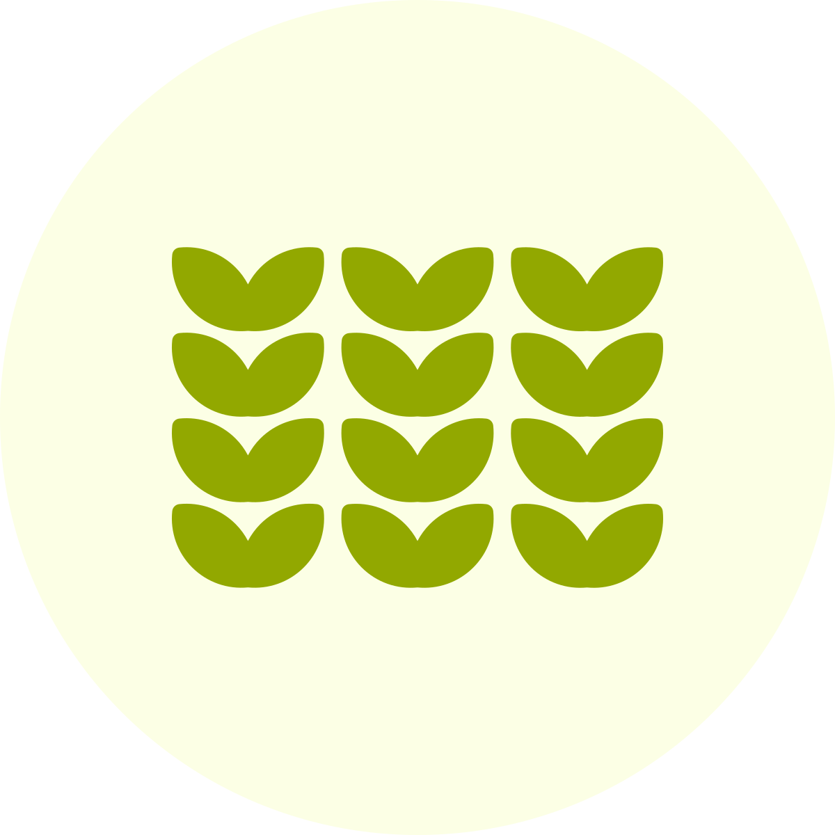 Icon van een cluster van groene bladeren op een lichte achtergrond.