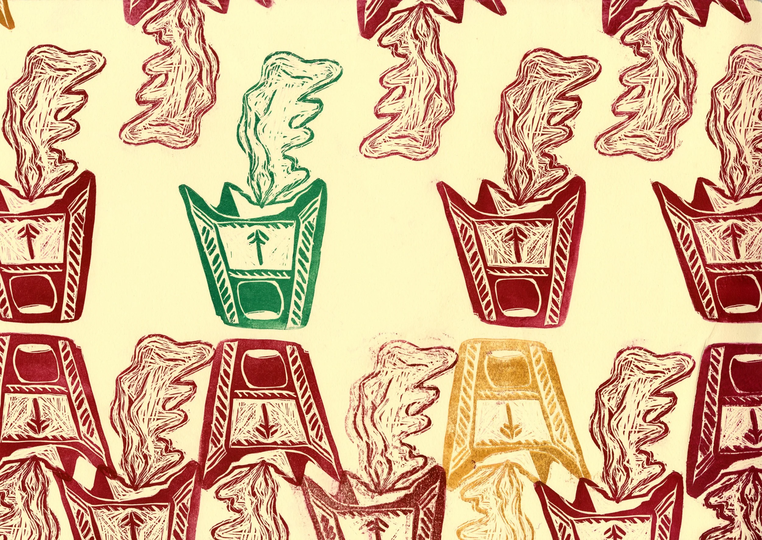 مدخن
 (Incense Holder)
2024
36x55cm
Linoleum Printmaking on Paper
