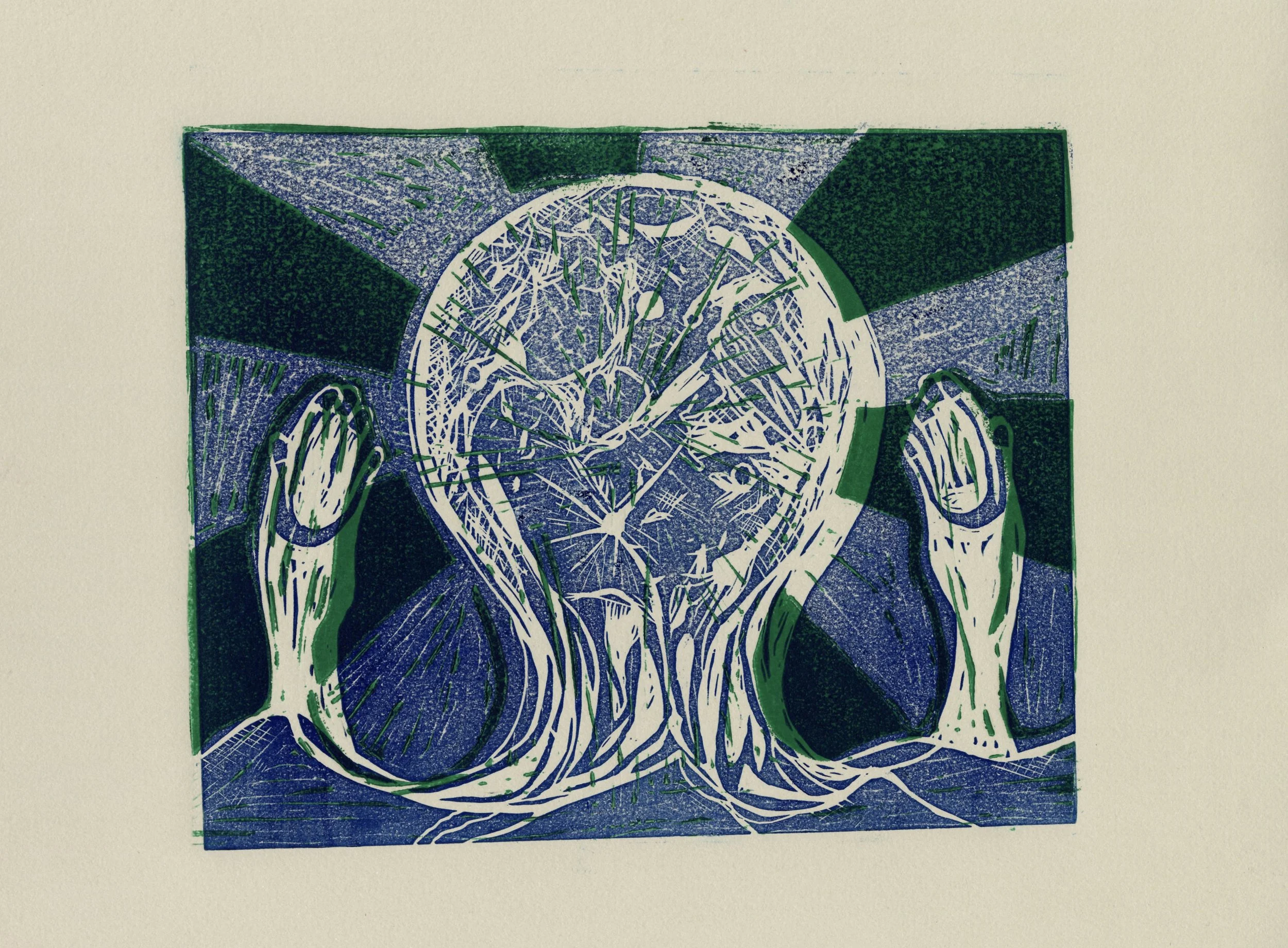 Moon of Change, Hands of Tradition Print Edition
2024 
36x55cm Each
Series of  2
Linoleum Printmaking on Paper
