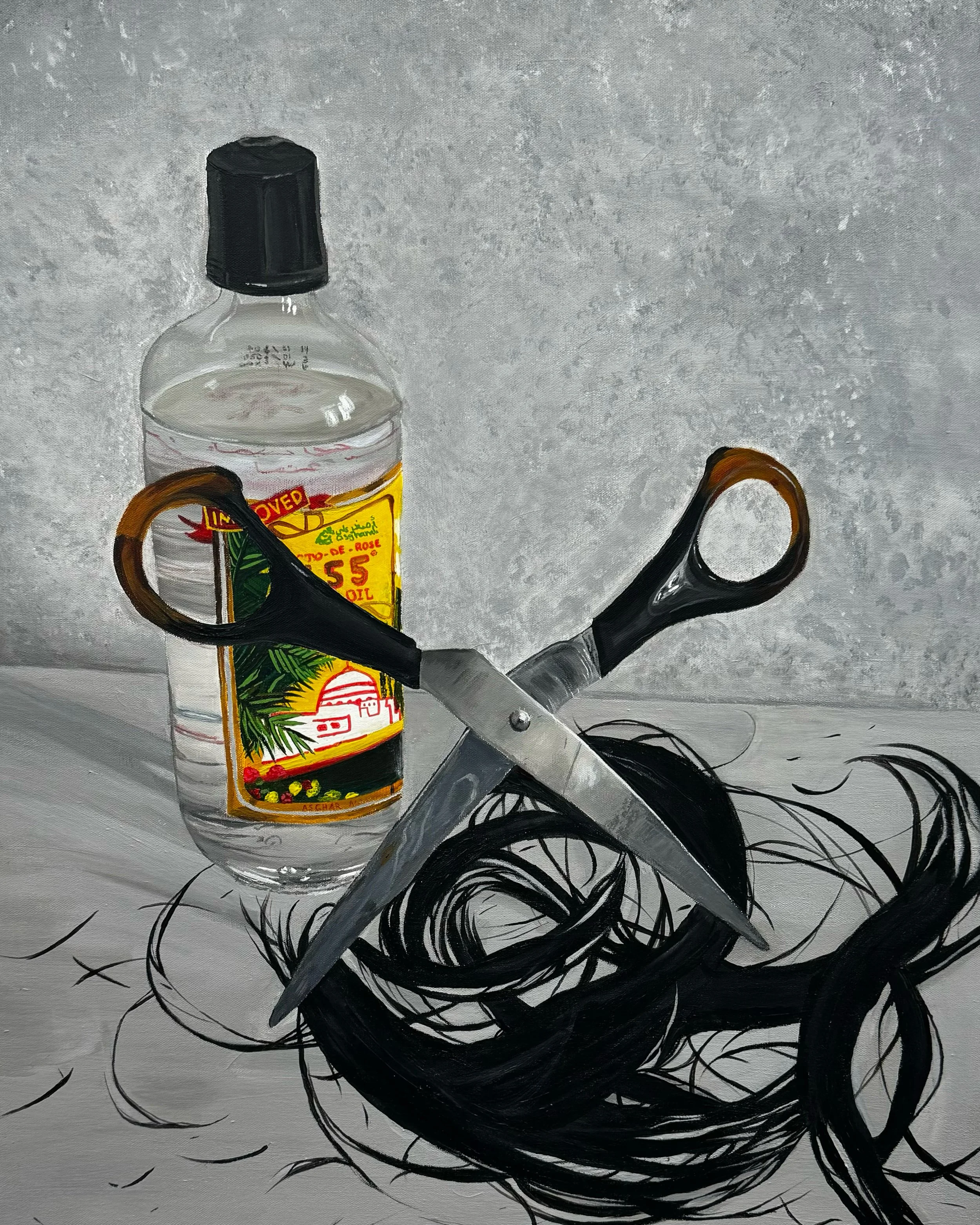 الشعر يزعل
 (Hair Gets Upset)
2025
59.4x84cm 
Acrylic on Canvas