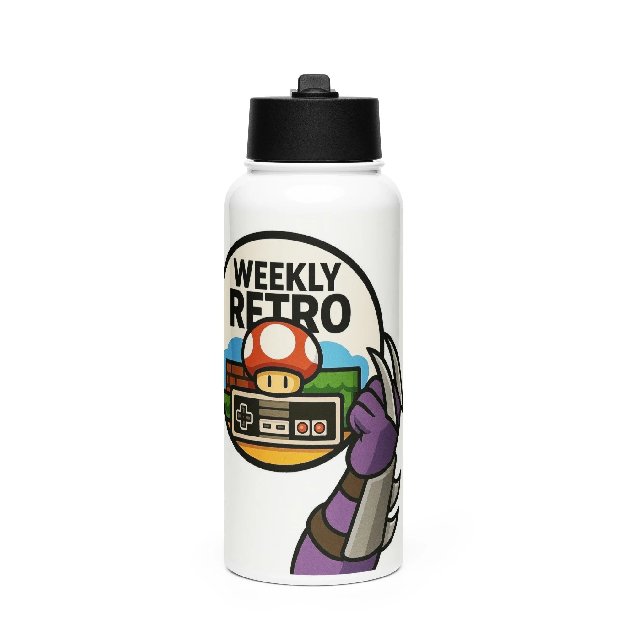 Shredder Style Stainless steel water bottle with a straw lid