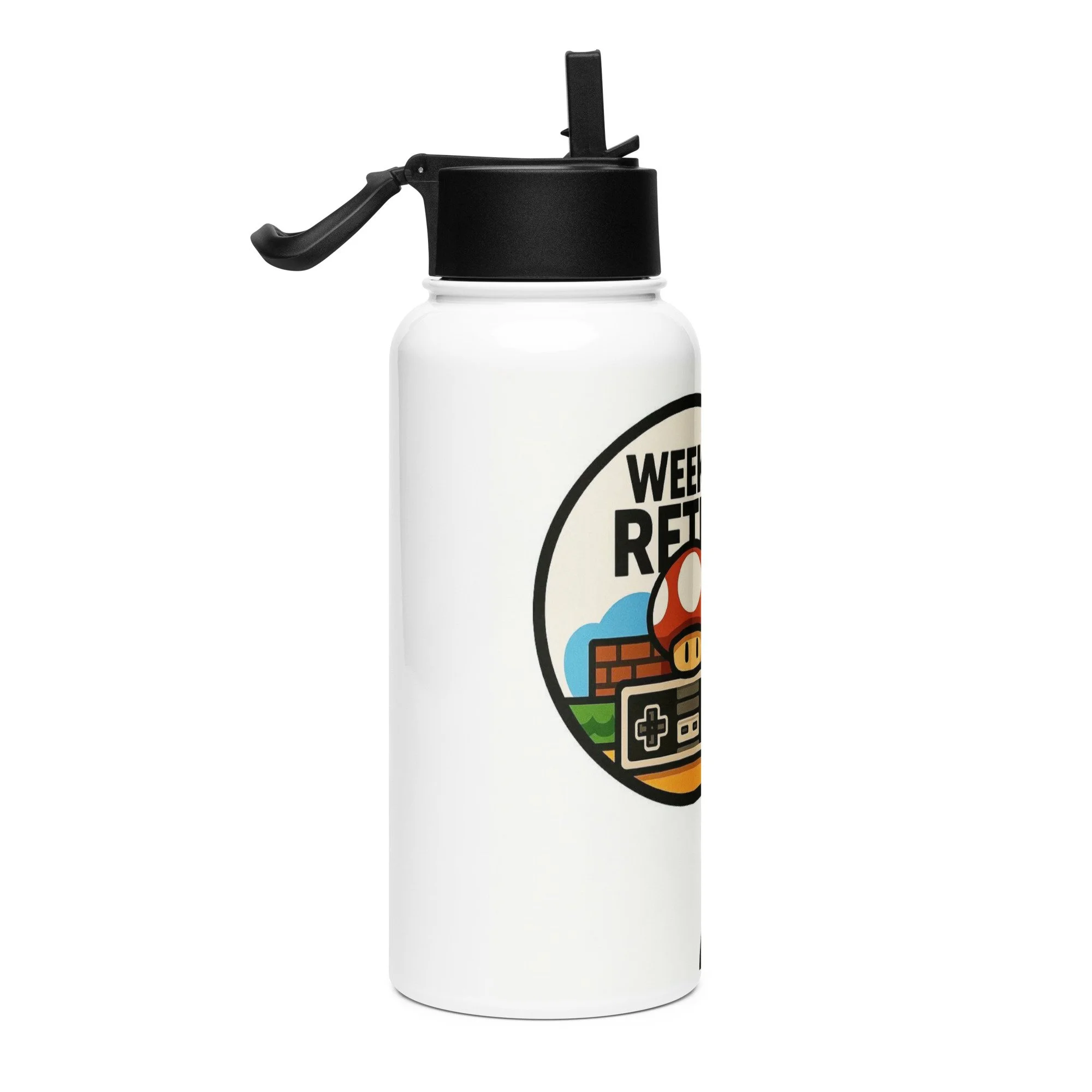 Shredder Style Stainless steel water bottle with a straw lid