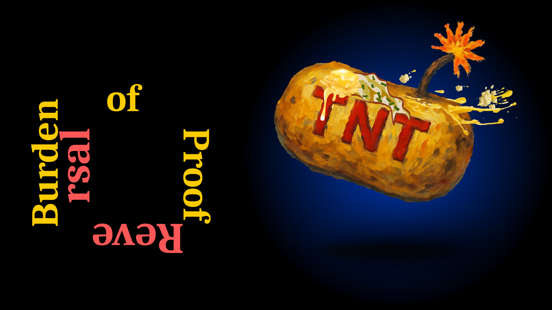 A potato with the word 'TNT' painted on it, exploding and forming a mushroom cloud. The background is dark with a gradient.