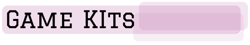 Close-up of a purple sign with the text 'GAME KITS' in black letters.