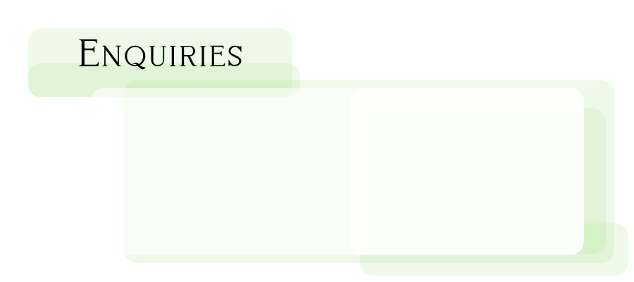 A green folder tab labeled 'Enquiries' with three text boxes below for entering and managing inquiries.