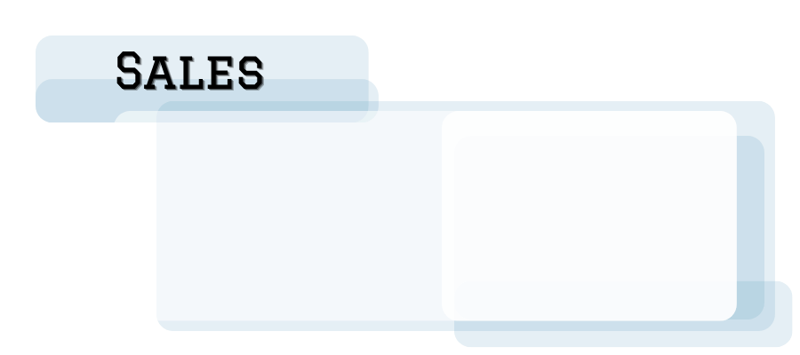 Sales section of a spreadsheet or document with columns for product, quantity, and total, with headers in black text on blue backgrounds.