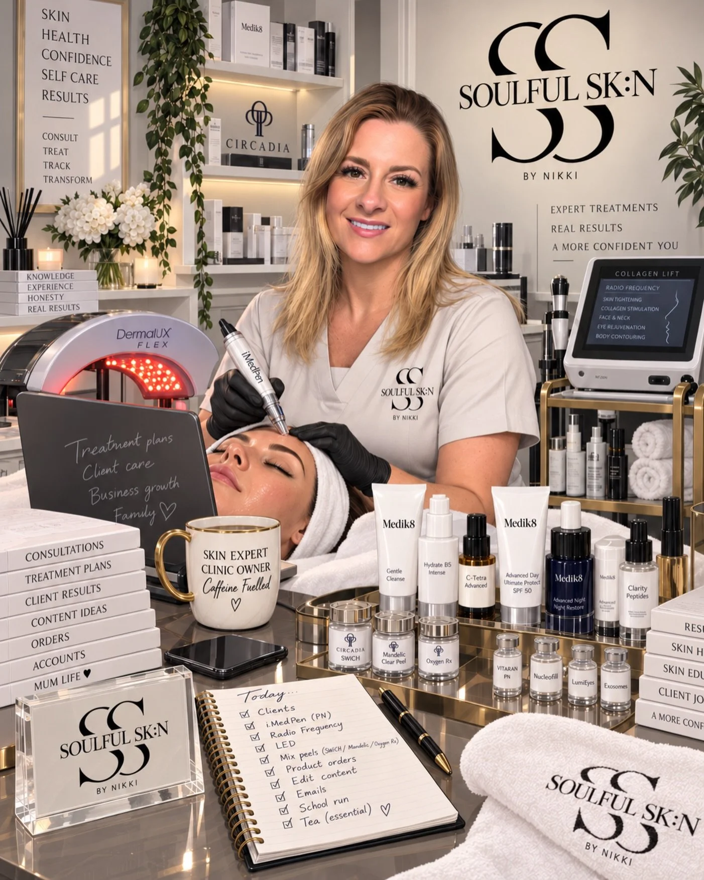 If you could sum up my working life in one picture&hellip; 😂

Skin expert. Clinic owner. Caffeine fuelled.
Usually thinking about someone&rsquo;s skin, treatment plans, products, results, admin, content&hellip; and what I&rsquo;ve forgotten to do ne