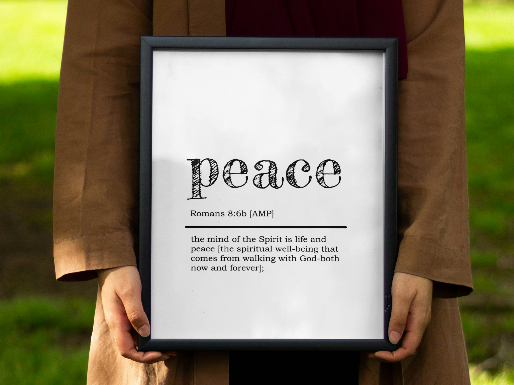 Peace defined by Romans 8:6b the spiritual wellbeing that comes from walking with God.