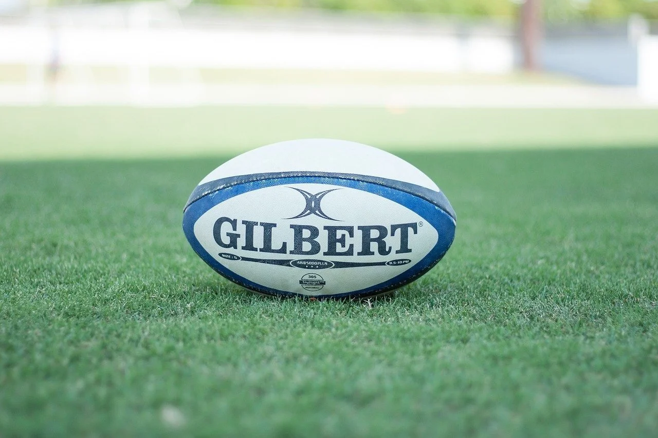 Rugby ball on a grass pitch