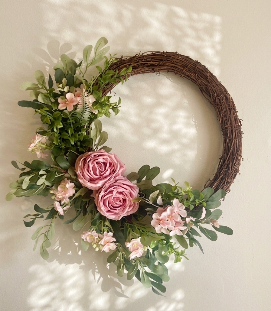 Aurora Sophia | Luxury Dusky Pink Rose Artificial Door Wreath