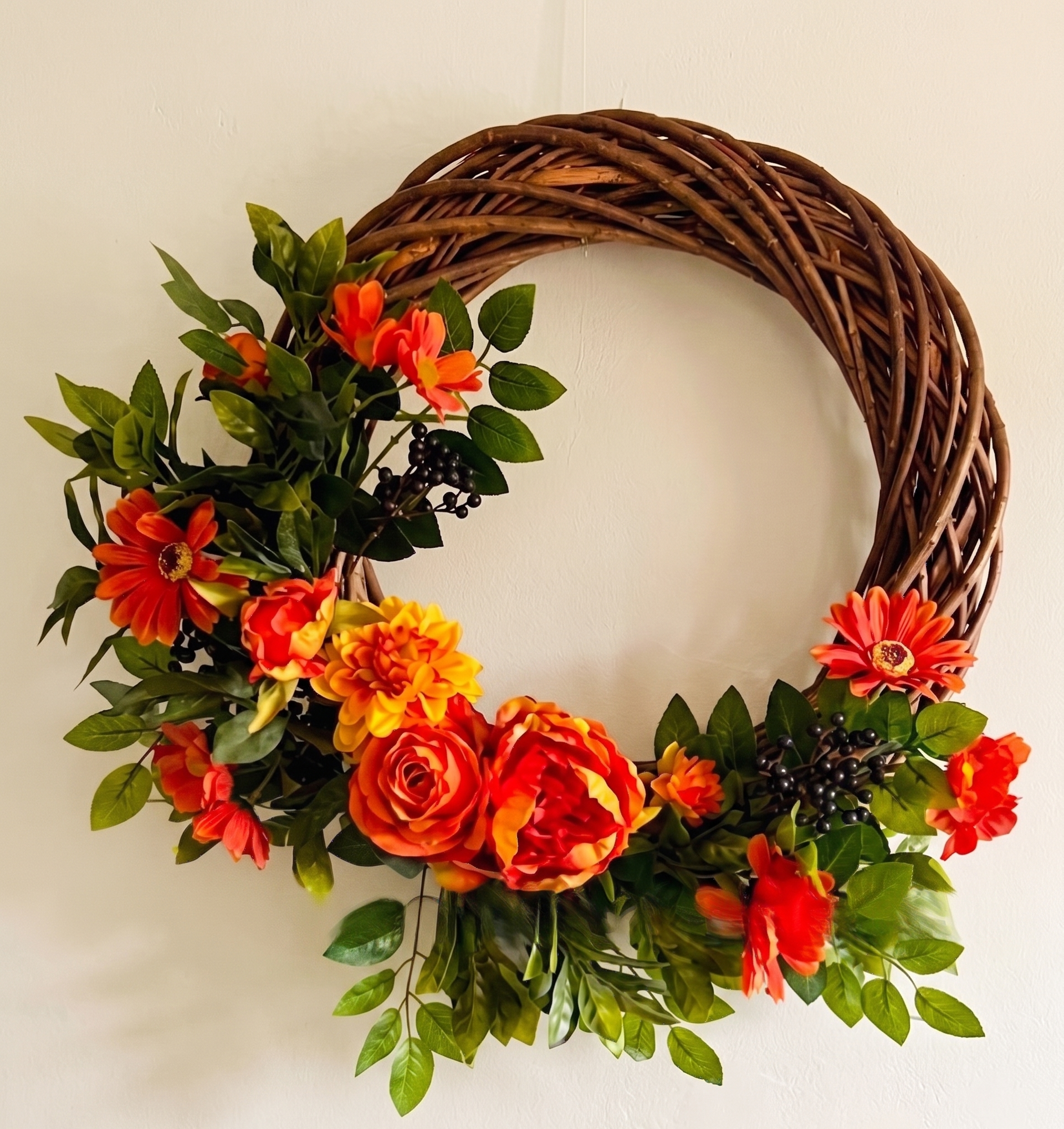 Aurora Scarlett | Luxury Autumn Orange Artificial Door Wreath