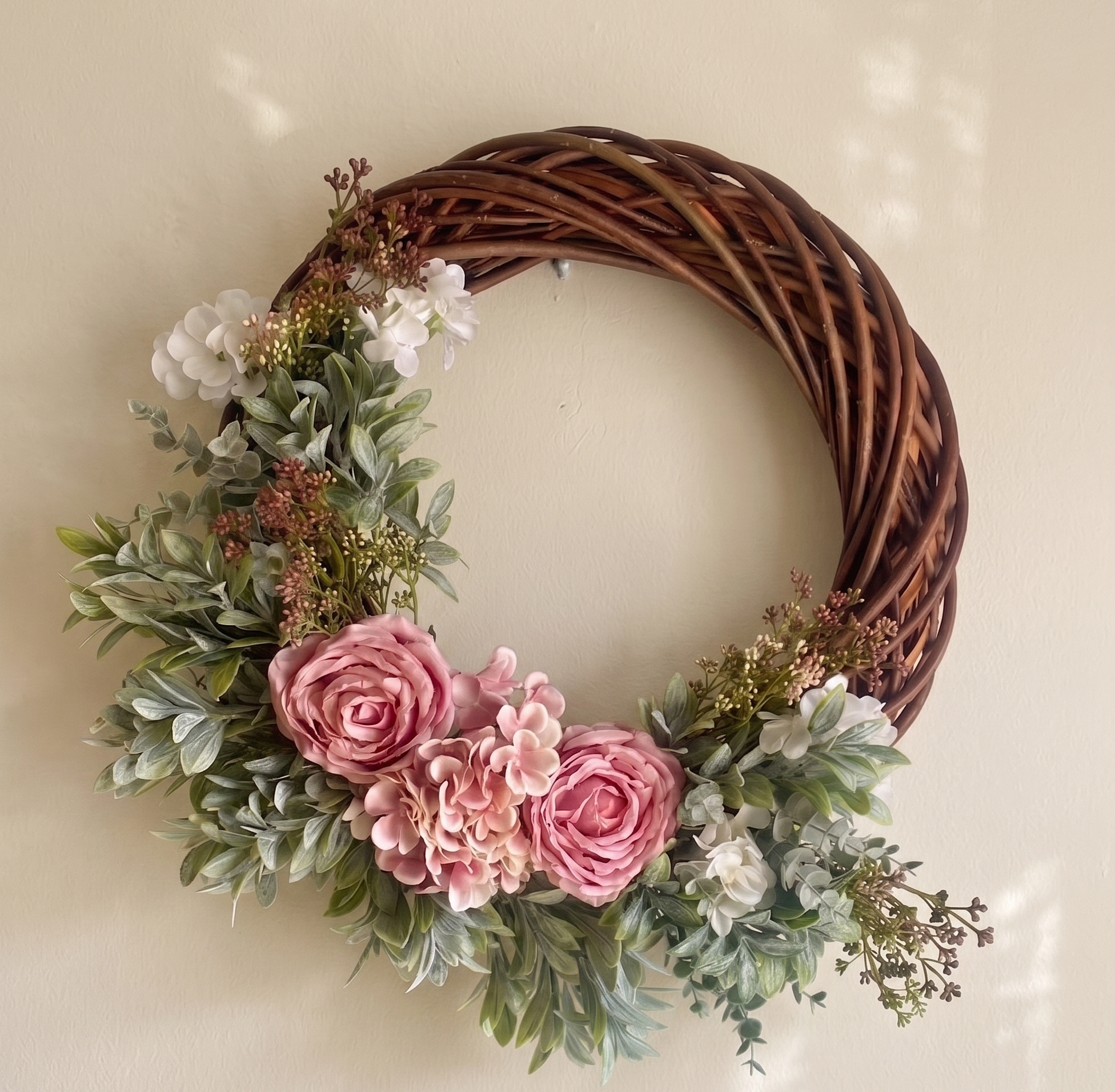 Aurora Olivia | Luxury Dusty Pink Rose Artificial Door Wreath