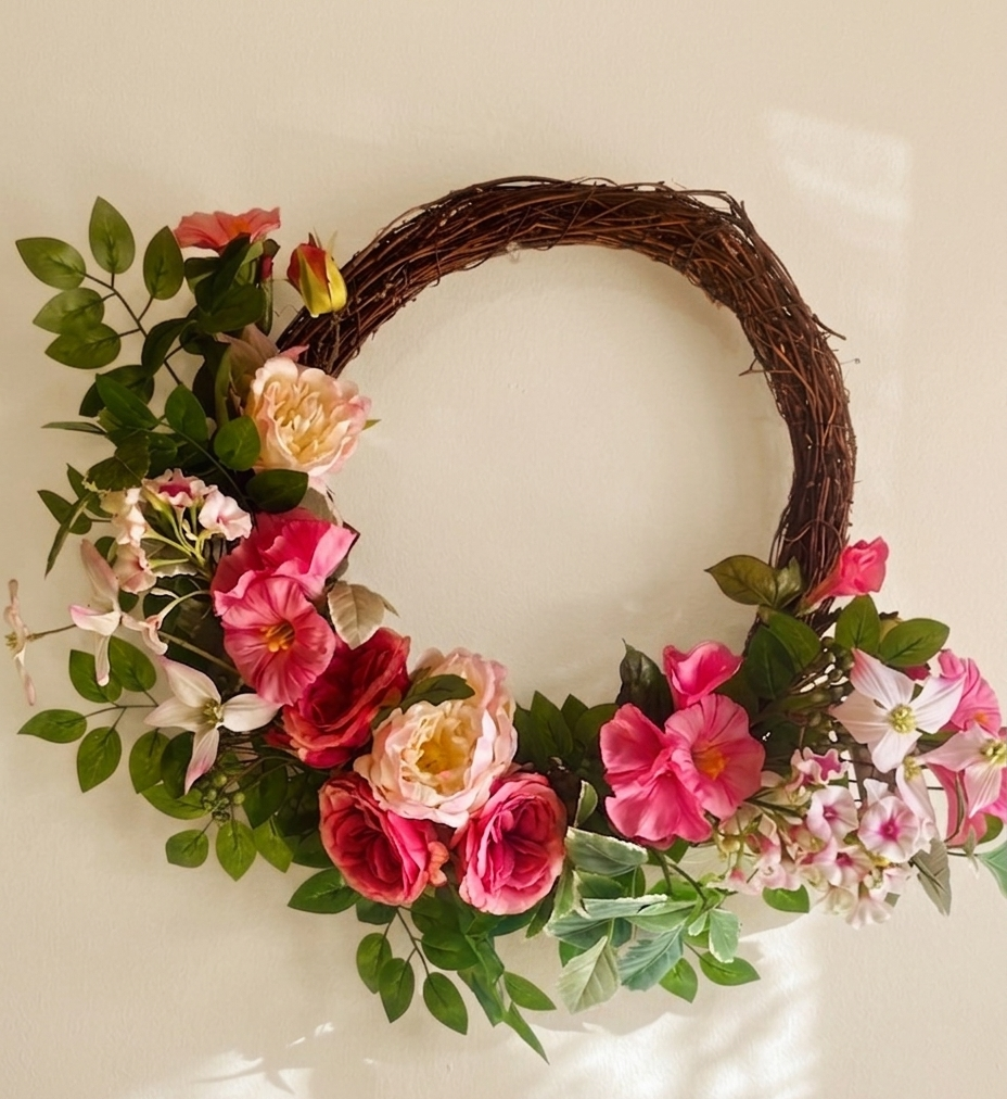 Aurora Grace | Luxury Pink Floral Artificial Door Wreath