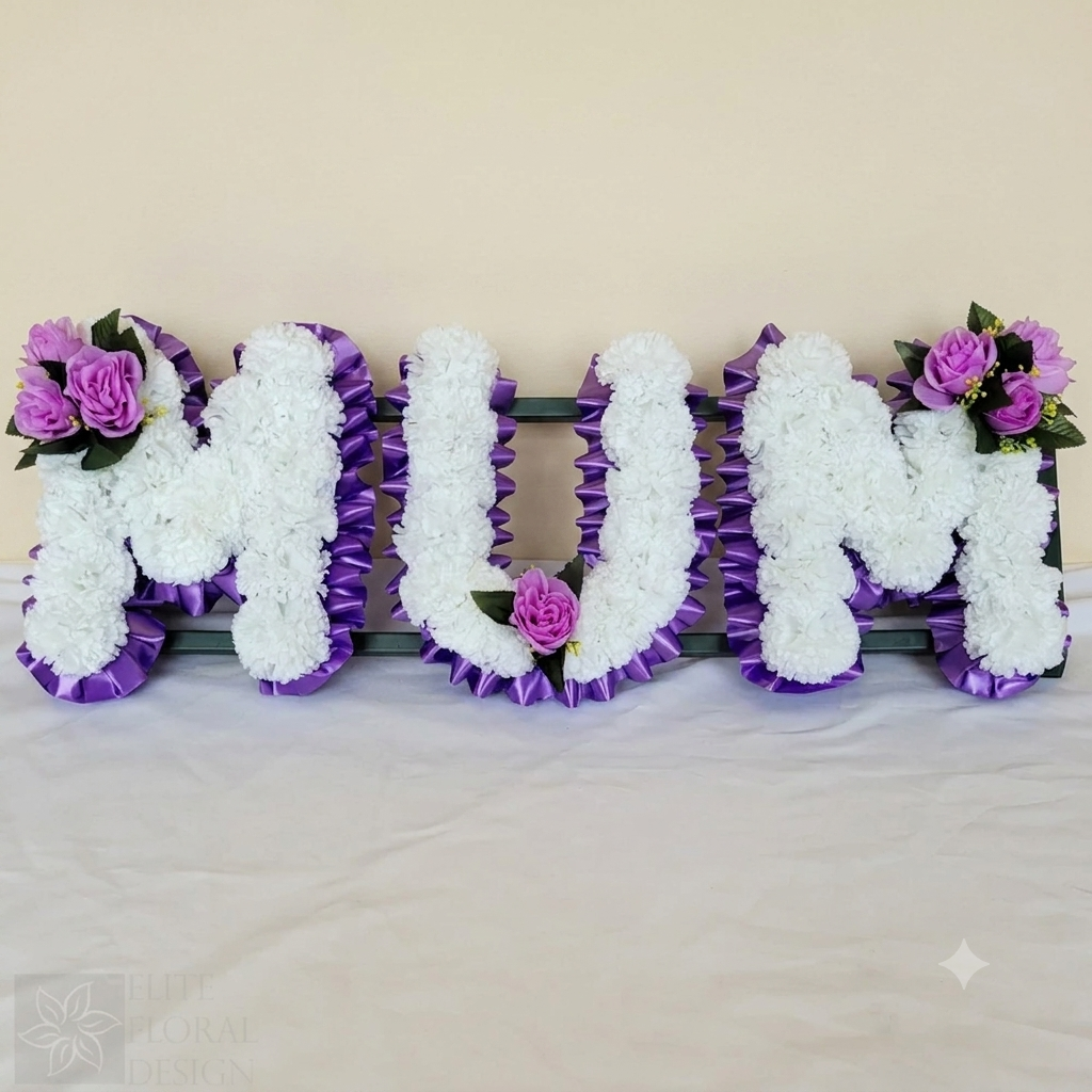 Mum Artificial Funeral Flower Letter Tribute