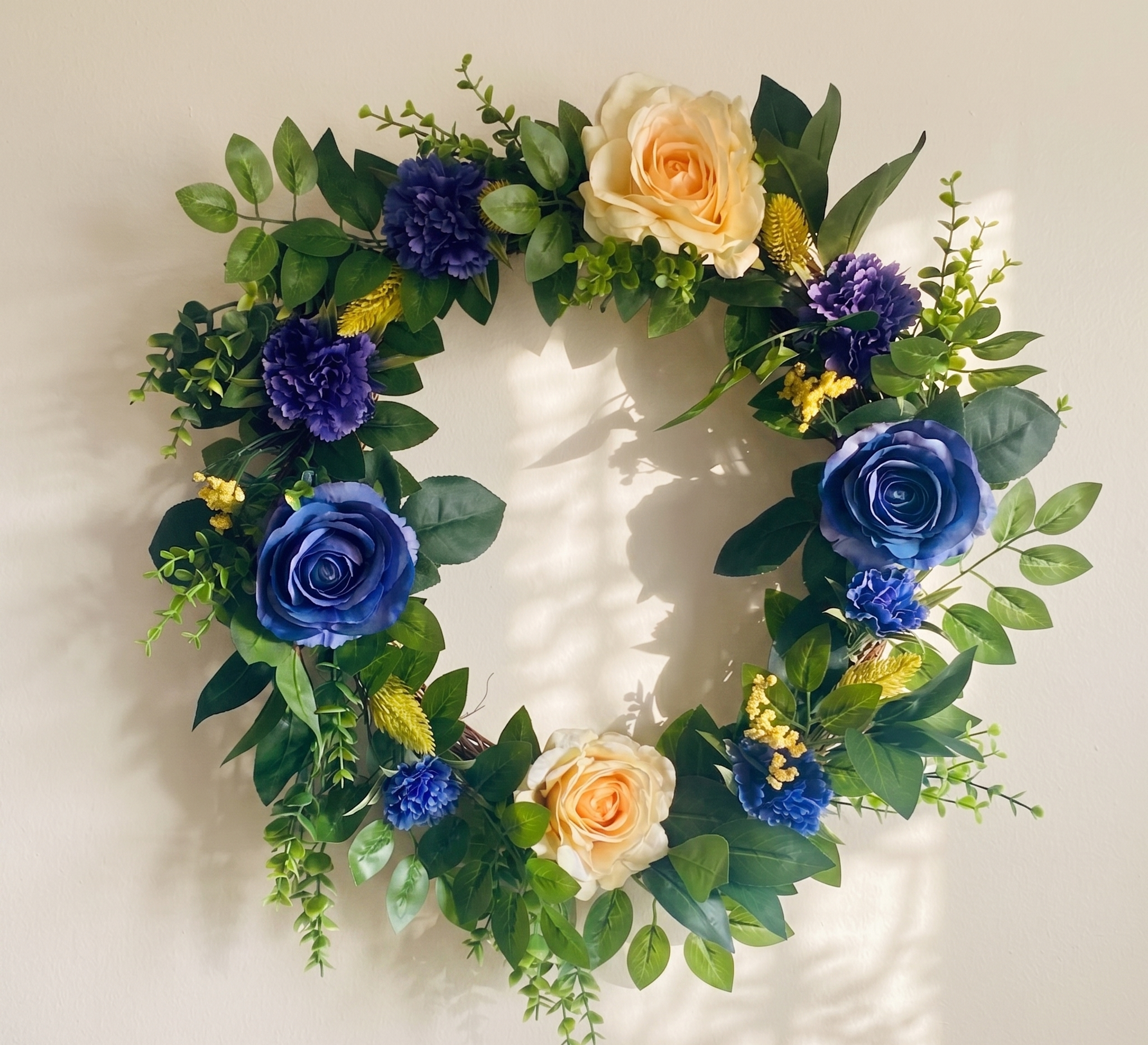 Aurora Lexi | Luxury Blue & Yellow Artificial Door Wreath