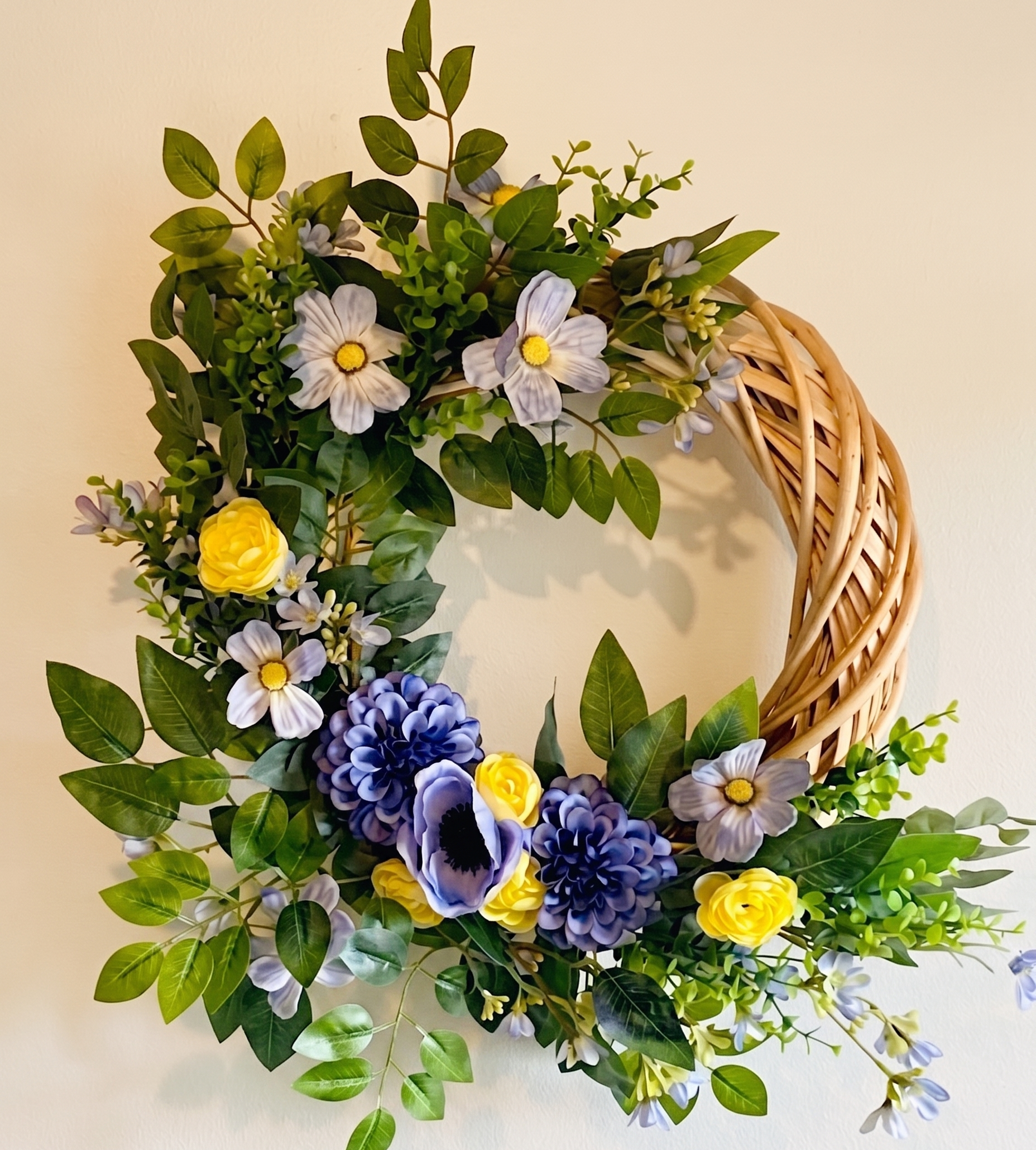 Aurora Bluebell | Luxury Blue & Yellow Artificial Door Wreath