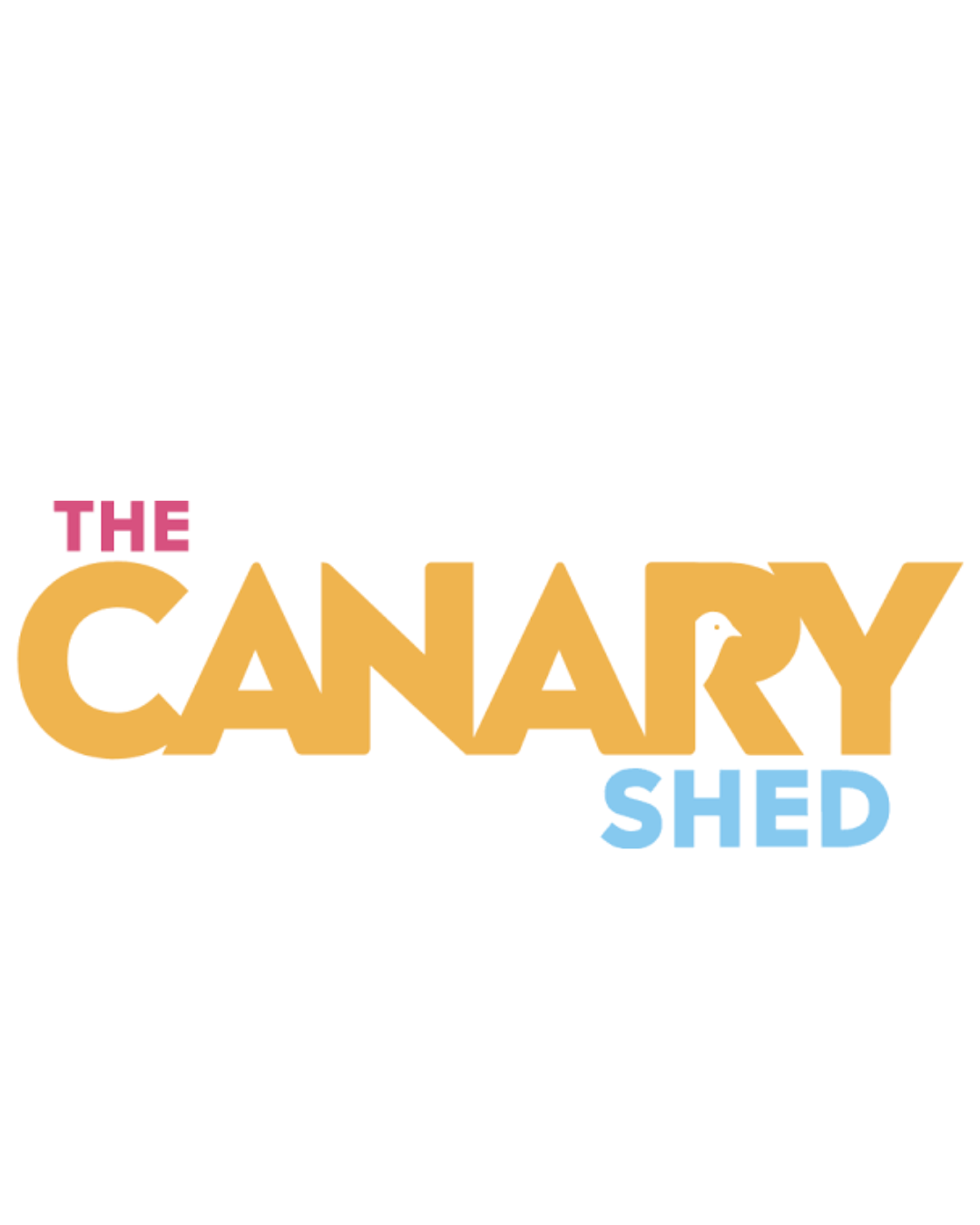 Logo for the Can ary Shed with the words "The Can ary Shed" and a small white bird inside the letter 'A' in "Can ary."