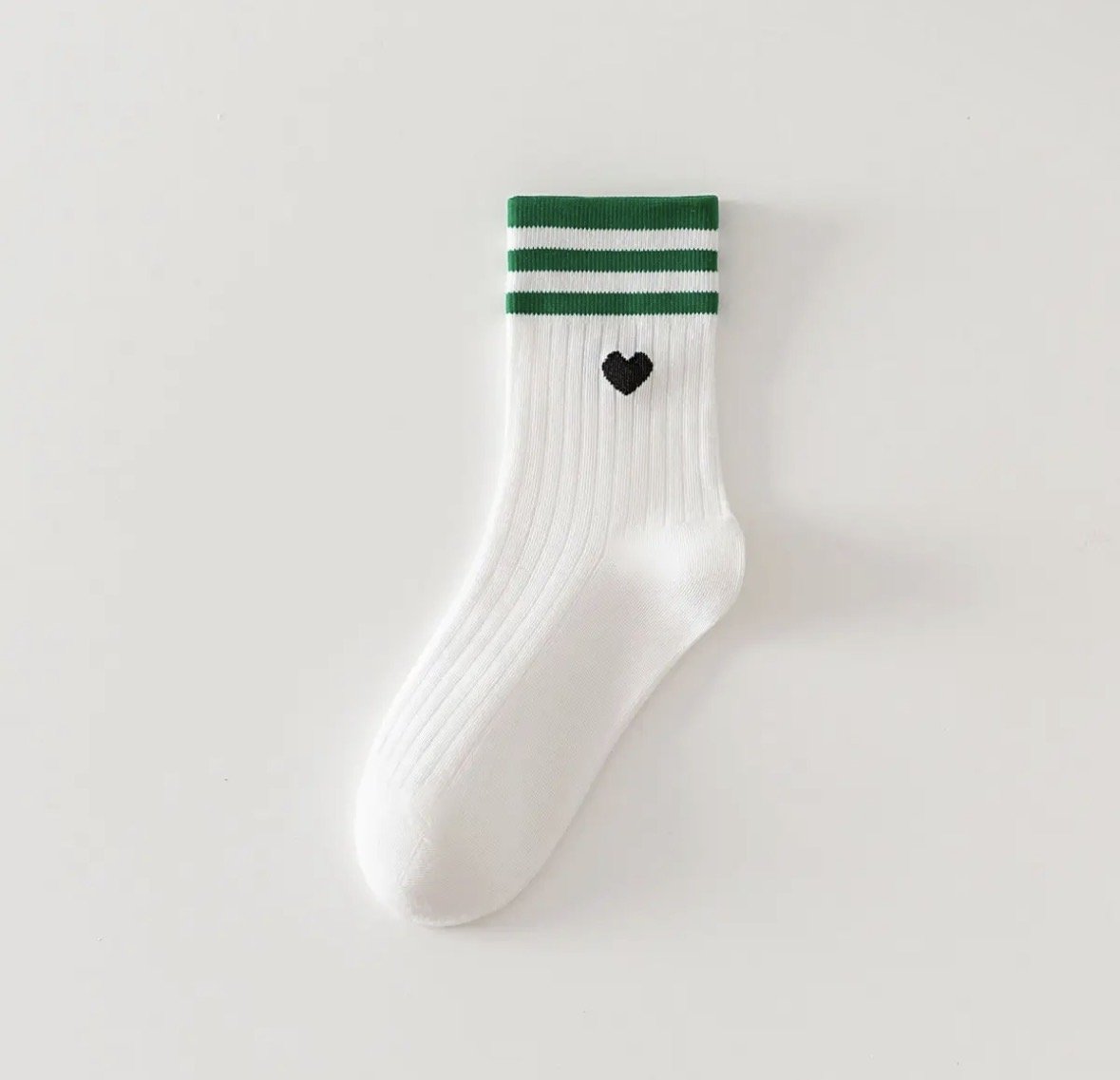 Stripe + Heart Crew Socks