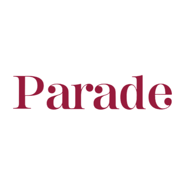 The word 'Parade' written in maroon font on a white background.