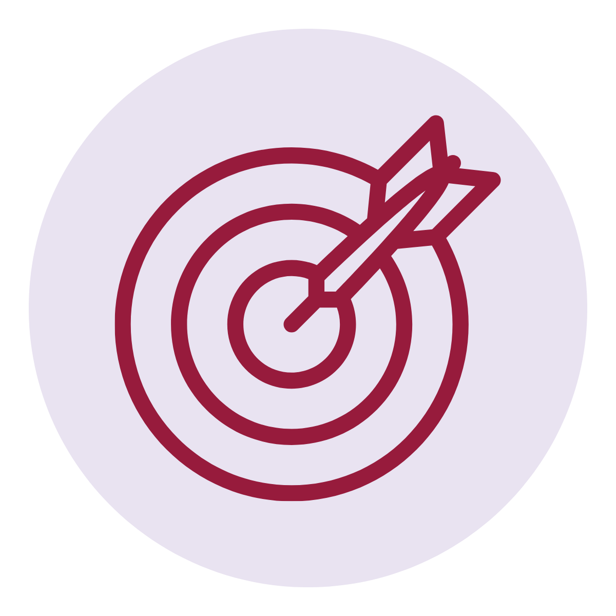 Illustration of a bullseye with a dart in the middle