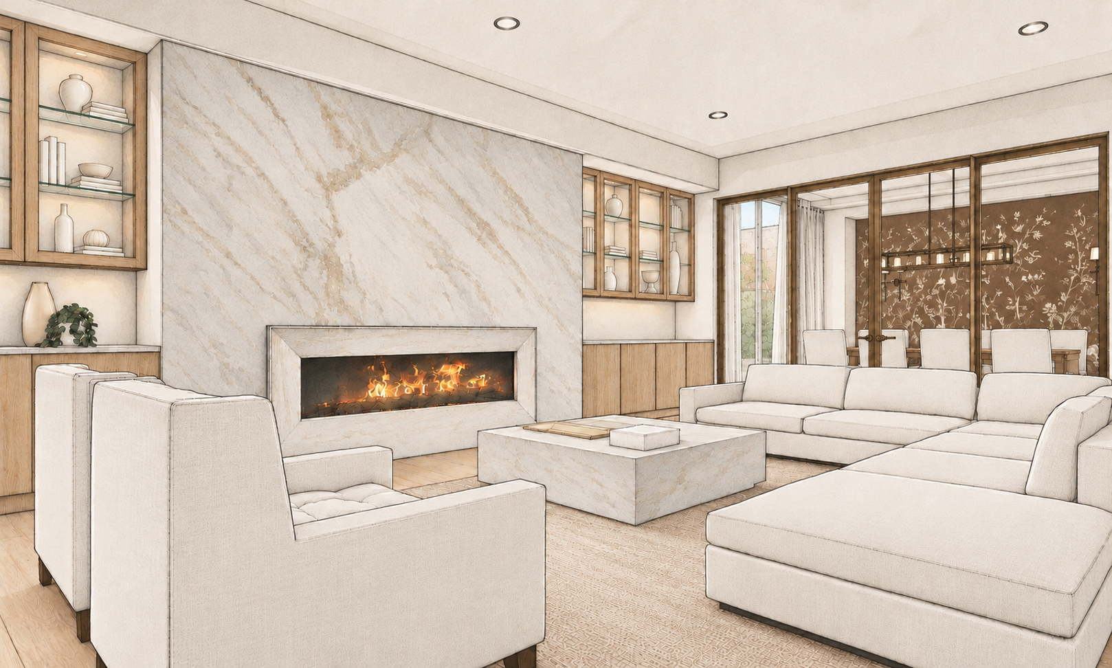 Bronze-Framed Marble Fireplace Living Room.png