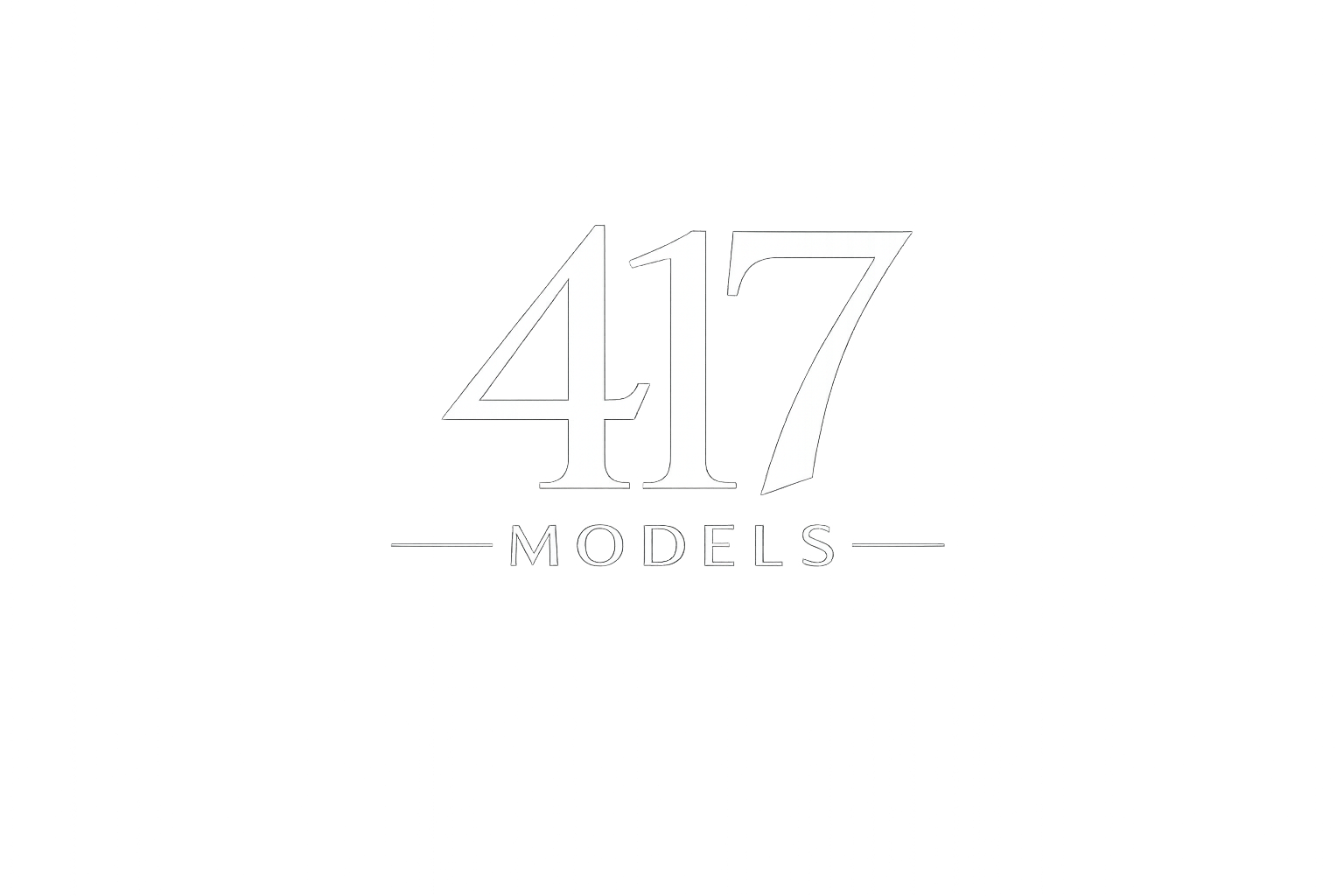 Black background with white text displaying the number '417' above the word 'MODELS' with a horizontal line on each side of 'MODELS'.