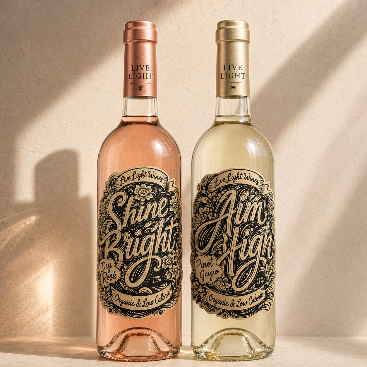 Live Light Wines  -  Illustration & Packaging