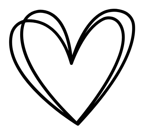 Black outline of a heart with a white background.