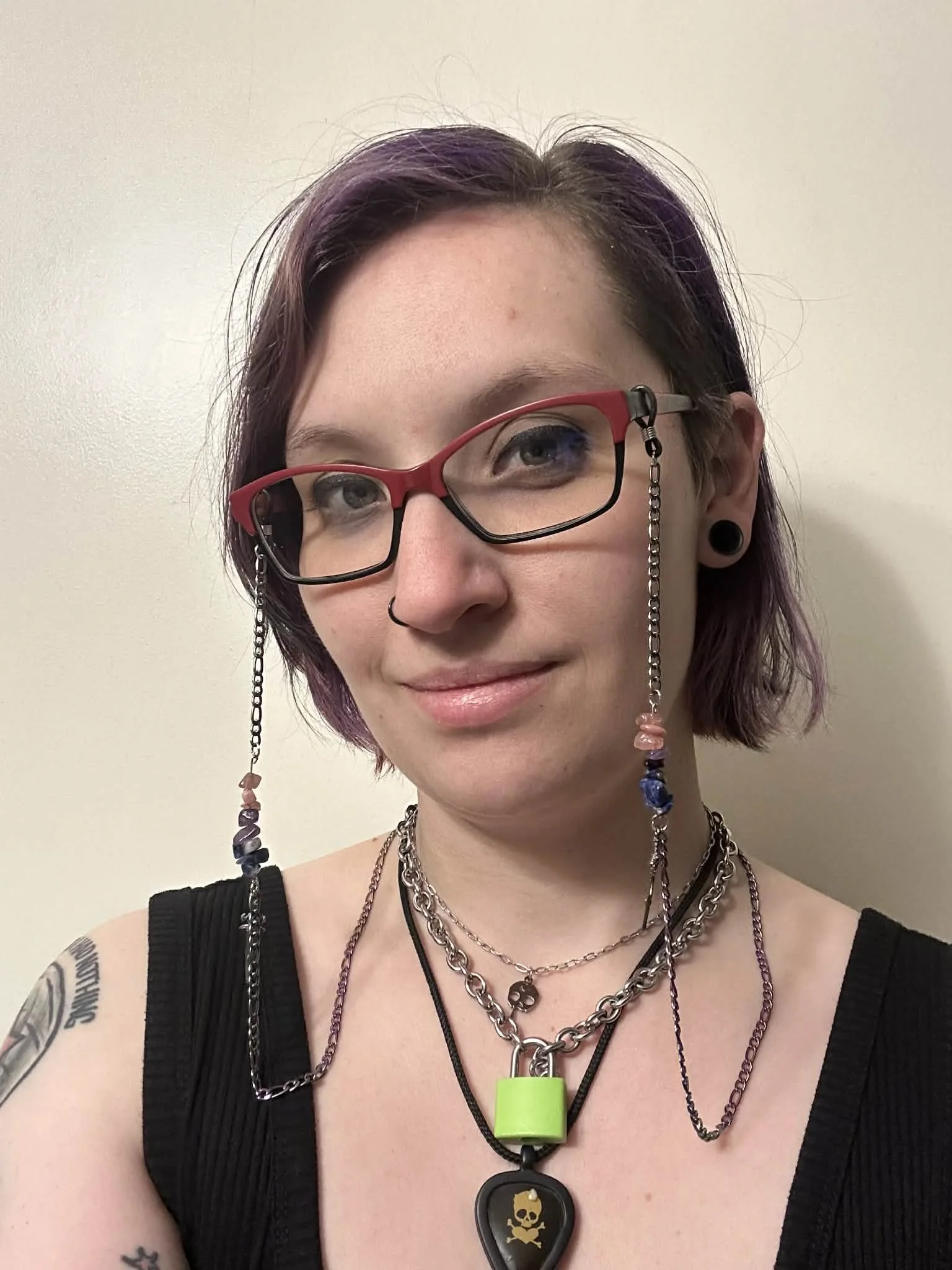Glasses chains being rocked by our wonderful model! 