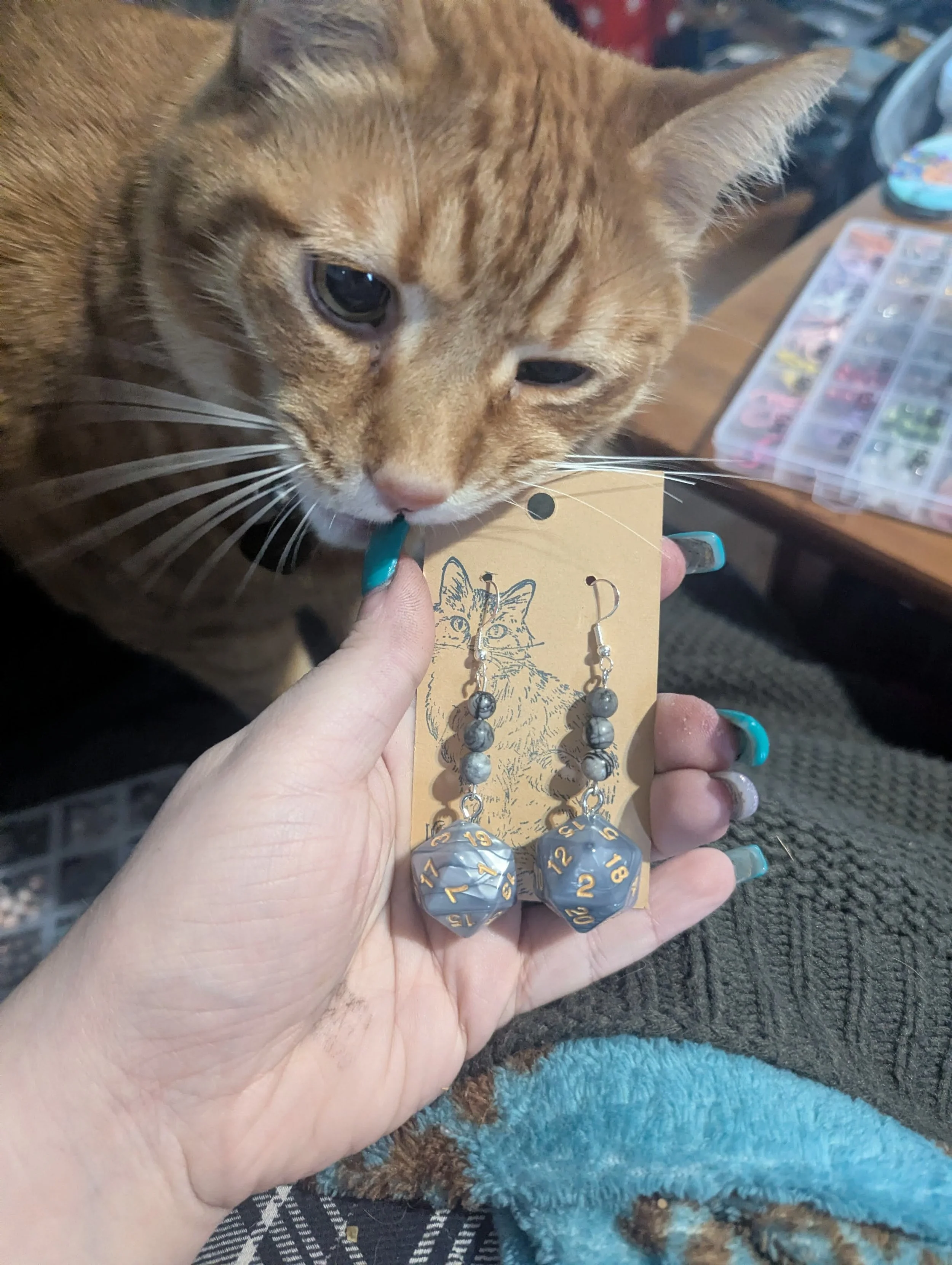 Dice Earrings with Gemstones
